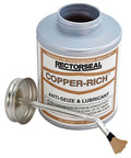 CopperRich Anti-Seize Compound For Fasteners And Machinery, Heavy-Duty Copper Lubricant, 8 Oz Tube, metal container with brush