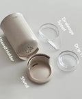 Self Draining Kitchen Utensil Holder For Countertop Featuring Dual Drain Spout And Circular Drip Tray Beige Small Silverware Drying Rack Cup Holder parts
