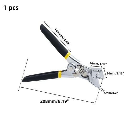3 Inch Sheet Metal Hand Seamer With Straight Head Steel Bender for bending and flattening metal, dimensions labeled