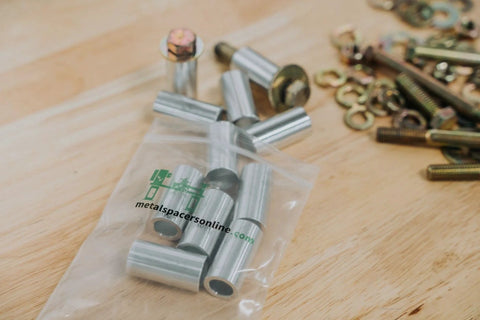 Aluminum spacers from Metal Spacers Online, 1/2 in OD x 1/4 in ID, unthreaded round standoffs, 10-pack in bag