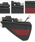 Slick Black And Red Charge Port Door Replacement For 2017 To 2023 Tesla Model 3 And 2020 To 2023 Model Y Left Driver Side close-up view.