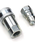Amazon hydraulic quick disconnect coupler set, 3/8 in NPT, chrome-plated metal, ISO 7241-A; two adapters.
