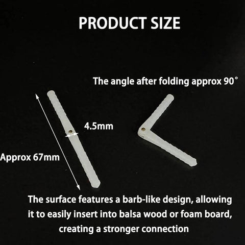 10Pcs RC Airplane Plastic Pin Hinges for RC Planes And Helicopters DIY Model Wing Parts 4.5x67mm barb style folded 90 degrees
