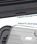 Close-up of clear bubble license plate cover with silicone frame, showing 5 drainage holes, part of the protector kit for cars.