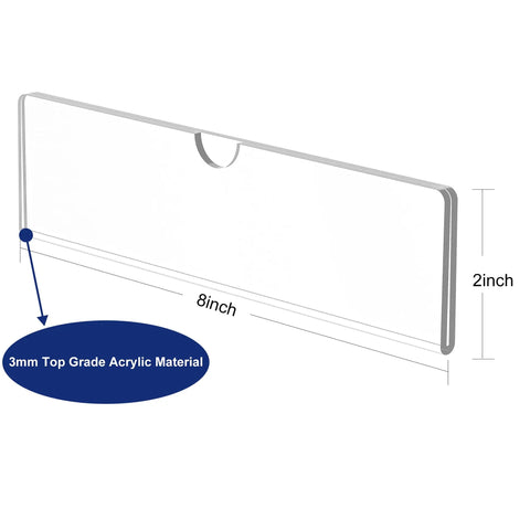Clear Acrylic Wall Name Plate Holder for Doors and Desks 2x8 Sign Frame With Adhesive Tape Easy Mount dimensions
