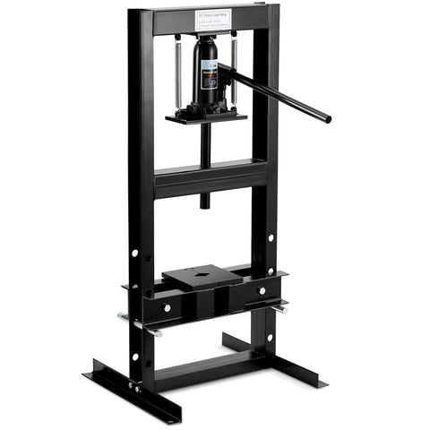 Beefy 6 Ton Hydraulic Press H-Frame Shop Press with Adjustable Height Work Table and 2 Press Plates Heavy Duty Floor Mount for Car Repair and Garage