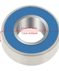 Beefy Miniature Deep Groove Ball Bearings Set Of 25 Flanged Steel Bearings With Double Rubber Seals Blue Side For Roller Skates 5 By 11 By 4 Mm Durable Precision Bearings For Tiny Machinery And DIY Projects. Close-up of blue sealed flanged bearing, 5x11x4 mm