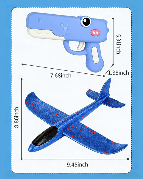 Dinosaur Foam Glider Launcher Toy With 8 Inch Foam Glider For Easy Battery Free Launch Long Range Flight From 10 To 18 Meters