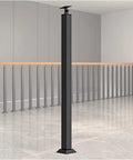 Premium Black Wrought Iron Stair Railing Posts For Deck And Balcony With Modern Balusters And Flat Brackets Pre Drilled Straight Up Solid Design No Sweat Setup 25 Pack in indoor setting.
