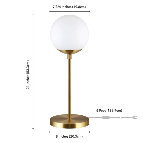 Tall Globe And Stem Table Lamp With Glass Shade In Brass And Clear Finish 21 Inch Height E26 Base 60W Incandescent Or 9W LED Compatible
