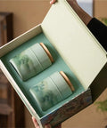Keep Your Pantry Stash Locked Tight With These Premium Sealed Ceramic Storage Jars Perfect For Loose Tea Coffee Beans And Spices Smooth Airtight Double Jar Gift Set in decorative box.