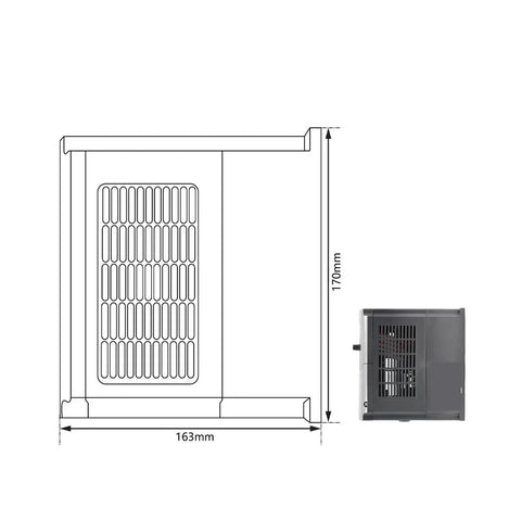 2.2kW CNC Spindle Variable Frequency Drive VFD For 110V 220V 380V 3 Phase Output Workhorse VFD With Beefy Power And Broad Compatibility For Low Voltage Motors In Industrial CNC Setups, 163mm x 170mm side view