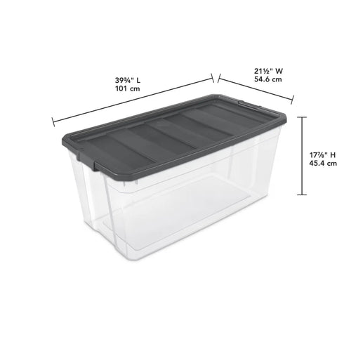 Killer 200 Quart Clear Plastic Storage Bins With Reliable Latch Lids 3 Pack, 39.75" L x 21.5" W x 17.75" H, heavy duty design.