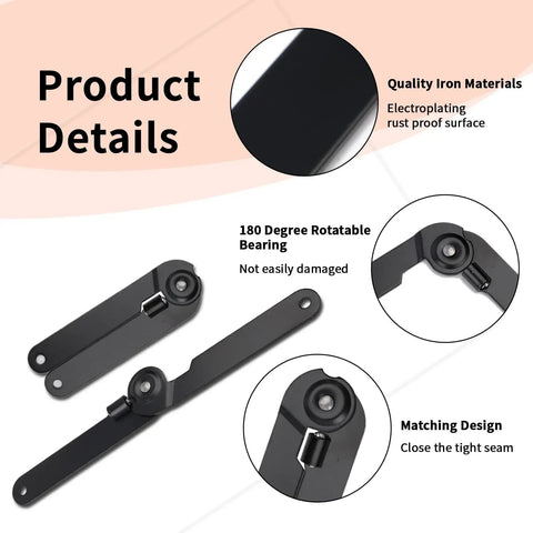 180 Degree Rotatable Lid Support Hinges For Cabinets And Boxes, Heavy Duty 9 Inch Metal Folding Lid Stay With 12 Screws in black
