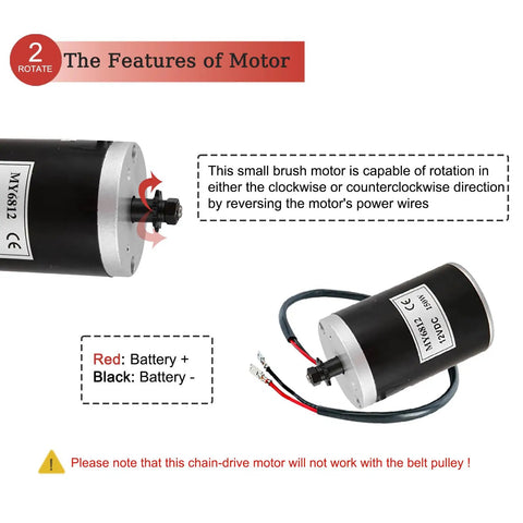 12V 150W DC Brush Electric Scooter Motor With 7 Tooth 25H Chain Sprocket High Speed 2750 RPM Replacement Part For Small Electric Rides Like Dirt Bikes And Scooters Plug And Play Ready