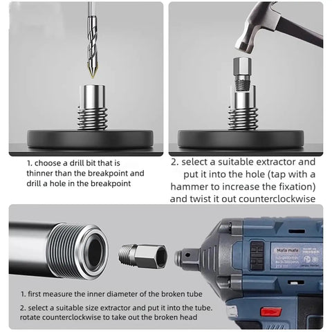 15 Piece Screw Extractor Set For Stripped, Rusted And Broken Bolts And Screws, Easy Out Bolt Extractor Kit demonstration steps