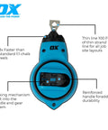 Trade Ready Workhorse Heavy Duty Chalk Reel With 100 Ft Thin Line, durable handle, and built in locking gear system, blue.