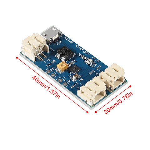 Super Slick CN3065 Mini Solar LiPo Charger Board With Micro USB Port For DIY Kits And Backyard Campouts Knockout Power Delivery Guaranteed Reliable Lithium Charging Module Six Pack, shown from a top angle.