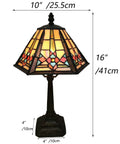 Mission Style Table Lamp With Tiffany Stained Glass Night Light Hexagonal Cone Lampshade 10 Inch Wide By 16 Inch Tall LED Bulb Included