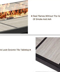 43 Inch Outdoor Gas Fire Pit Table With 60,000 BTU Propane Heat, CSA Safety Approved, ceramic tile top detail