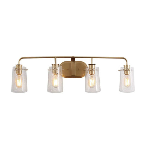 Gold Vanity Light Over Mirror With Antique Brass Finish And Clear Bubbled Glass Shades Dope Mid Century Wall Sconce For Dressing Rooms