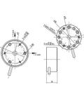 Technical diagram of Six Axis Load Cell for Robotics and Biomechanics High Precision Multi Axis Force and Torque Sensor with dimensions.