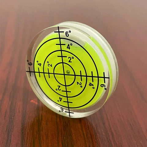 Six Pack Small Circular Bubble Spirit Levels With Double Sided Adhesive Foam Tape Mounting For RVs Round Levelers Easy Sticky Back Bubble Level Measuring Tool 32x7mm on table