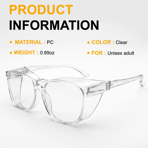 Heavy Duty 36 Pack ANSI Z87.1 Safety Glasses Featuring Side Shields And Anti Scratch Coating with clear PC material for unisex adults.