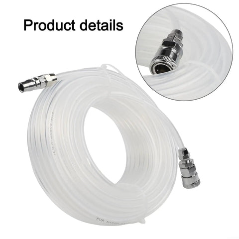 Killer Heavy Duty Pneumatic Air Hose 5X8mm EVA Tube With Quick Connector For Compressor High Pressure Resistant Straight Pipe 10m Or 20m Length Durable Clear Piping Setup For Pro Power Tools Shop Jobs That Handle Gnarly Tasks No Drama Or Failures, coiled with quick couplings