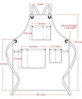 Diagram of Denim Apron For Men With Towel Loop And Tool Pockets, 100 Percent Cotton, Adjustable From L To XXL, dimensions displayed.