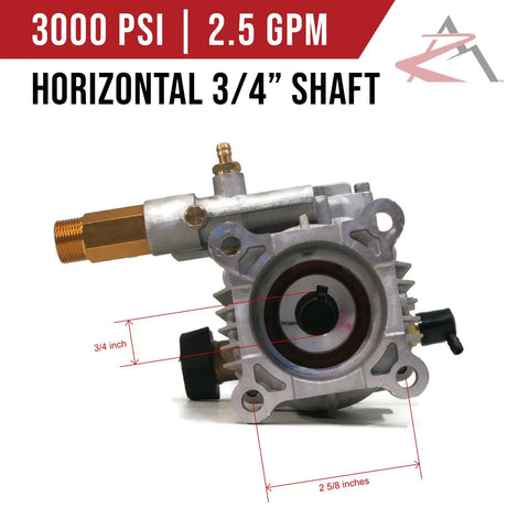 Beefed Up 3000 PSI Pressure Washer Water Pump For Home And Pro Use 2.5 GPM Flow with 3/4 inch horizontal shaft