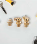Top Tier 9 Piece Copper Grease Fitting Kit With M8 Threaded Nipples For Cars And Excavators Featuring Easy Installation Golden Color Hydraulic Assortment That Fits Like A Glove, three brass grease fittings