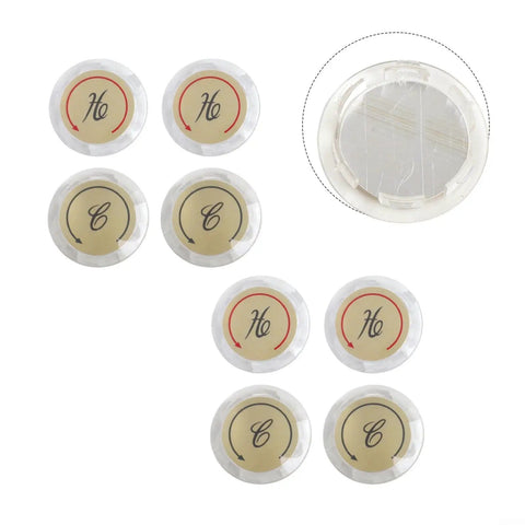 Upgrade Your Bathroom With These Stylish UrbanHui Acrylic Chrome Faucet Handle Cap Index Buttons. This 8 Piece Kit Includes Clear Hot Cold Indicators And Double Handle Sink Shower Knob Markers For Kitchen And Bathrooms, Featuring Precise 34 Inch Fit. clear acrylic chrome hot cold faucet index buttons, 8-piece set
