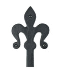 Fleur De Lis Wrought Iron Dummy Strap Hinge 16 Inch Black Decorative Hardware for Doors and Cabinets - Front View