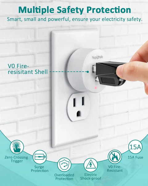 Plug being inserted into the Wireless Garbage Disposal Switch With 500ft RF Range Magnetic Base, Easy Remote On Off Button, Anti Surge 15A 1500W Safety Plug, Quick Install for Hands Free Kitchen Garbage Disposal Control with fire-resistant shell