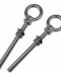 Two Pack Heavy Duty Eyebolts One Half Inch By Five And One Eighth Inch With Nuts And Washers 316 Stainless Marine Grade Threaded Lifting Eye Bolts