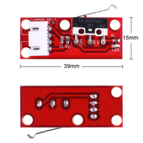Six Pack Mechanical Endstop Switch Kit For RAMPS 1.4 And RepRap 3D Printers, two red endstop switch boards with dimensions