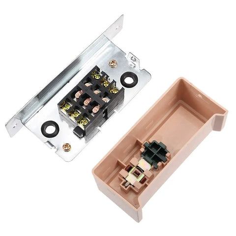 Internal components of Heavy Duty Push Button Switch On Off For Industrial Sewing Machines And Clutch Motors, includes terminal block and housing