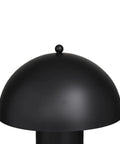 Close-up of dome shade from Black Metal Table Lamp With Dome Shade Modern Living Room Accent Light Durable Iron Construction 14x14x22 Inches Sleek