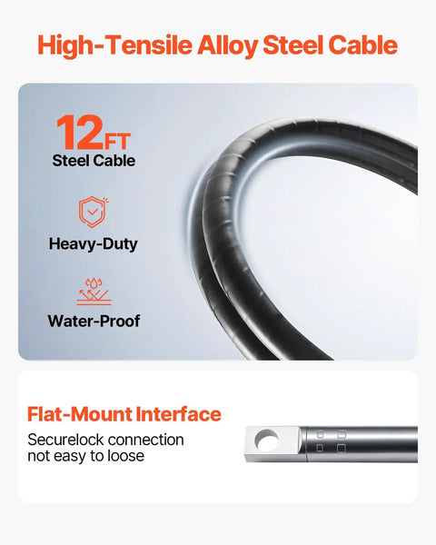 Heavy Duty Boat Steering System Kit With 12 Ft Steering Cable And 13.5 Inch Wheel, Three Quarter Inch Tapered Shaft, alloy cable