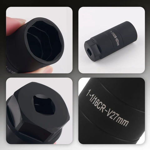 Killer Build Car Oil Pressure Sensor Socket With Three Eighth Inch Drive Anti Rust Twenty Seven Millimeter Size One One Sixteenths Inch Fit displayed from multiple angles.