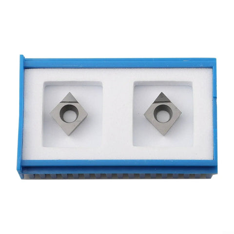 PCD Lathe Turning Inserts CCGT09T302 For Aluminum And Copper CNC Indexable Cutting Tools 2 Pieces Silver in blue box