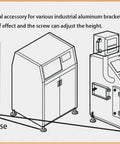 Rock Solid Adjustable Leveling Feet Kit With Four Heavy Duty Glide Pads M12 Threads And Universal Mounts installation on an industrial metal cabinet.