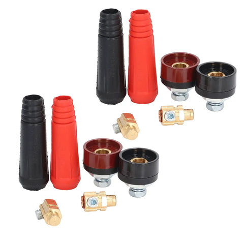 Heavy Duty Welding Cable Panel Connector Kit 12 Piece Set with socket plugs and adapters displayed on a white background