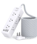 Heavy Duty Surge Protector Power Strip With 15 Foot Extension Cord Featuring 13 Outlets And Four Smart Usb Ports For Plug And Play Hella Smooth Multi Device Charging Setup.