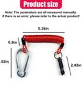 Tough As Nails Trailer Breakaway Cable With Universal RV Camper Brake Tether Line showing dimensions and coiled design.