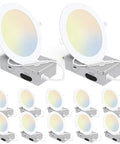 12 Pack 6 Inch Ultra Thin LED Recessed Lighting With Junction Box Canless Wafer Downlight 900 Lumens Dope Brightness
