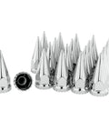 33mm Lug Nut Covers For Semi Trucks Chrome Spike Type Flanged Screw On 4.75 Inch Height Durable ABS Lug Nut Caps Kit 20 Piece Set