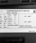 Label of Heavy Duty 3Hp Electric Motor For Compressor Systems, 3450Rpm 230V Single Phase, 56 Frame Build, 5/8 Inch Shaft.