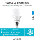 A19 LED Bulbs 60W Equivalent With 3000K Soft White, 800 Lumens Bright Light, Dimmable, Enclosed Fixture Rated, Energy Star Certified